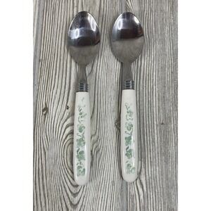 Corelle Flatware Soup Spoon Calloway GREEN IVY Stainless Replacement Lot of 2